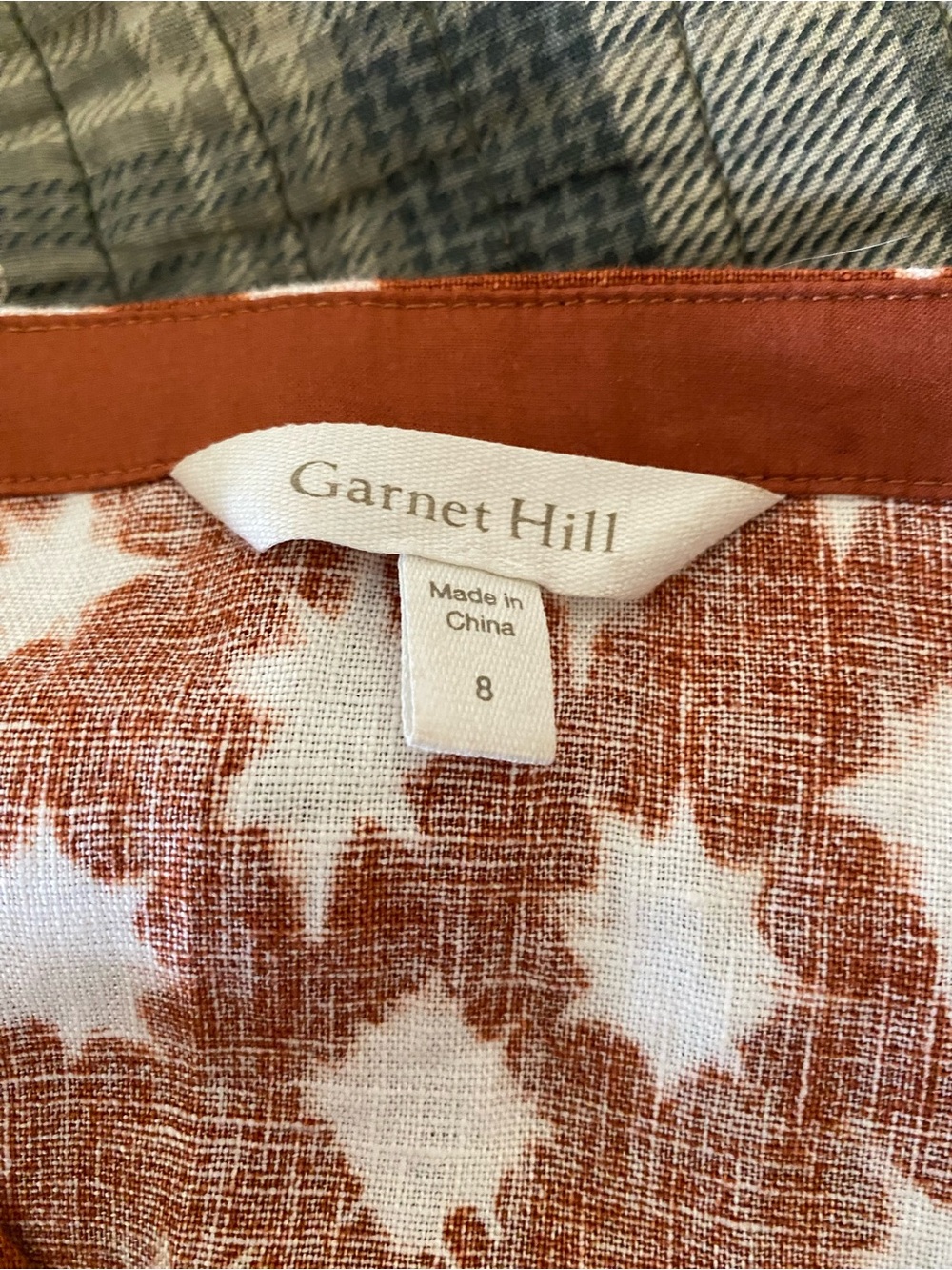 Garnet Hill Linen Midi Dress Rust Brown Star-Print Button Front Dress Sleeveless - Picture 7 of 13